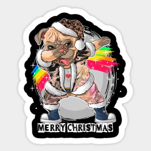 Leopard print Dabbing Pug Dog Thanksgiving Sticker